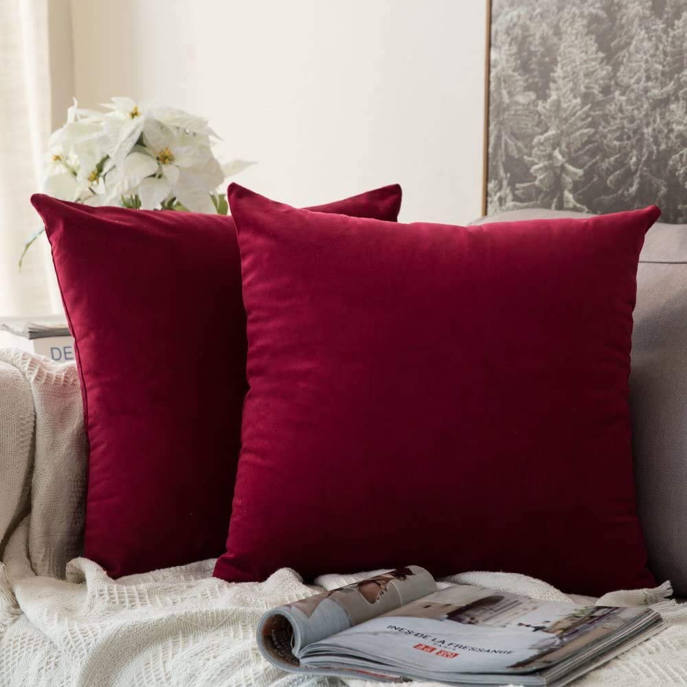 MIULEE Velvet Throw Pillow Covers 18x18 Inch Pack of 2 Dark Blue
