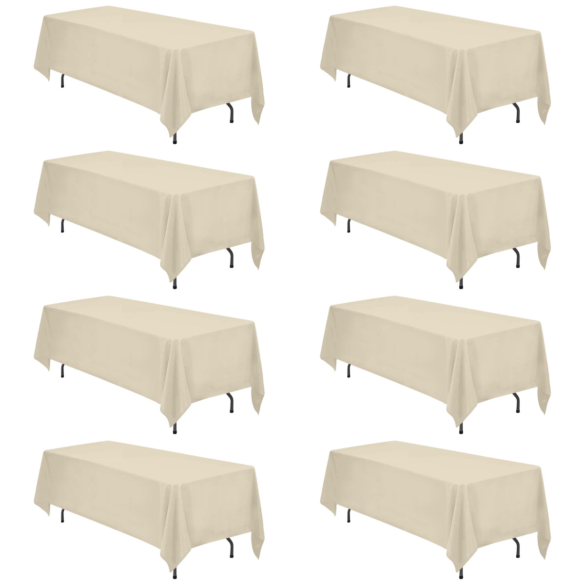 BRILLMAX 6 Pack Ivory Tablecloths 90x132 Inch for 6ft Rectangle Tables