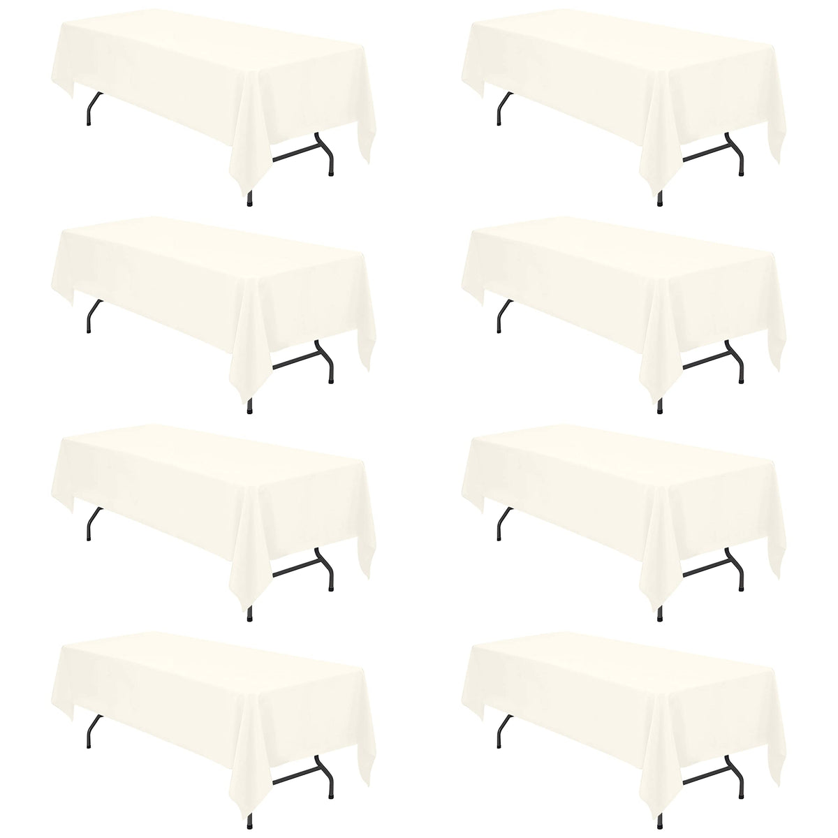 BRILLMAX 6 Pack Ivory Tablecloths 90x132 Inch for 6ft Rectangle Tables