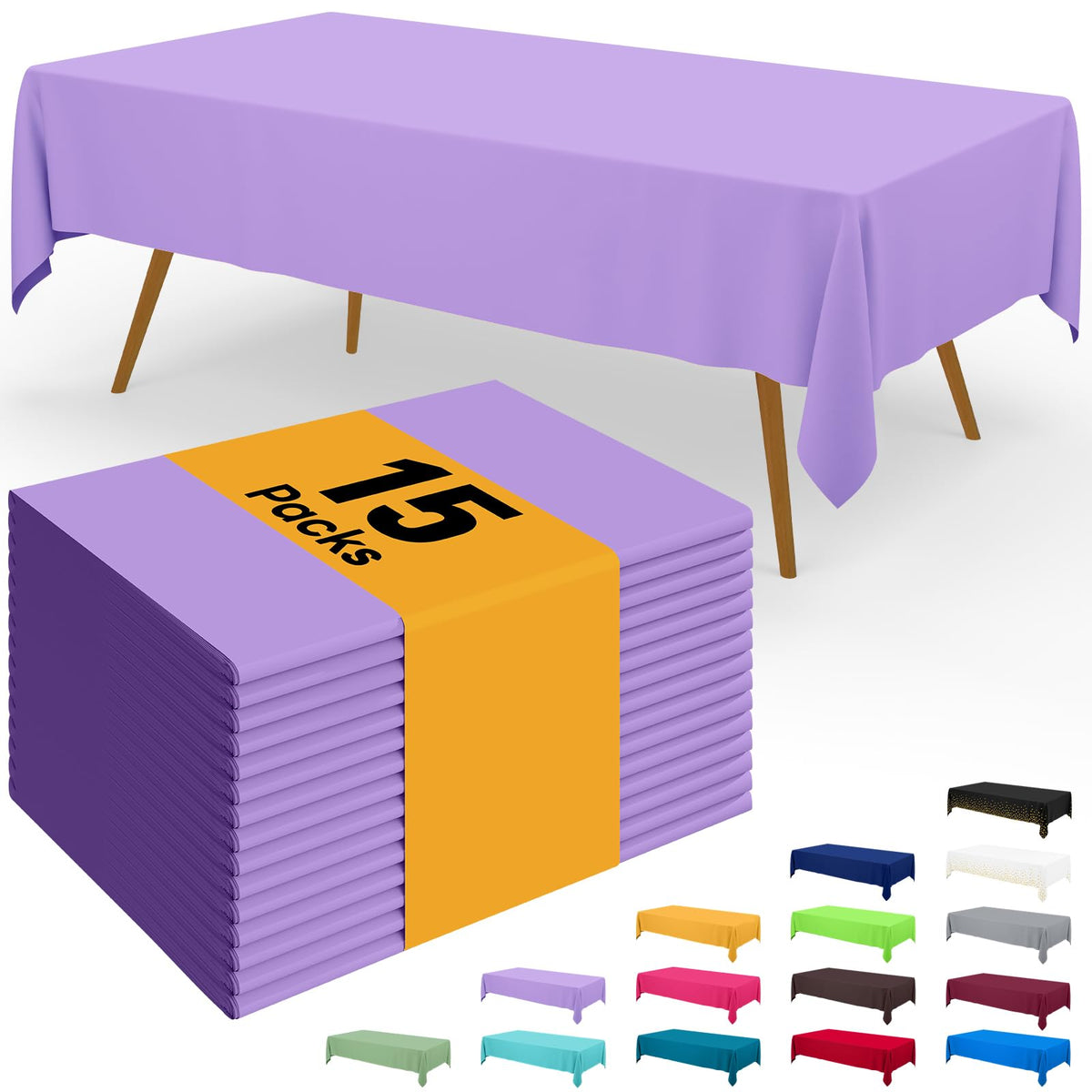 Smiry Disposable Table Cloth - 6 Pack, 54 x 108 Inch Waterproof Rectangle Tablecloths for Parties, Decorative Plastic Table Cover, Leakproof & Sturdy, White