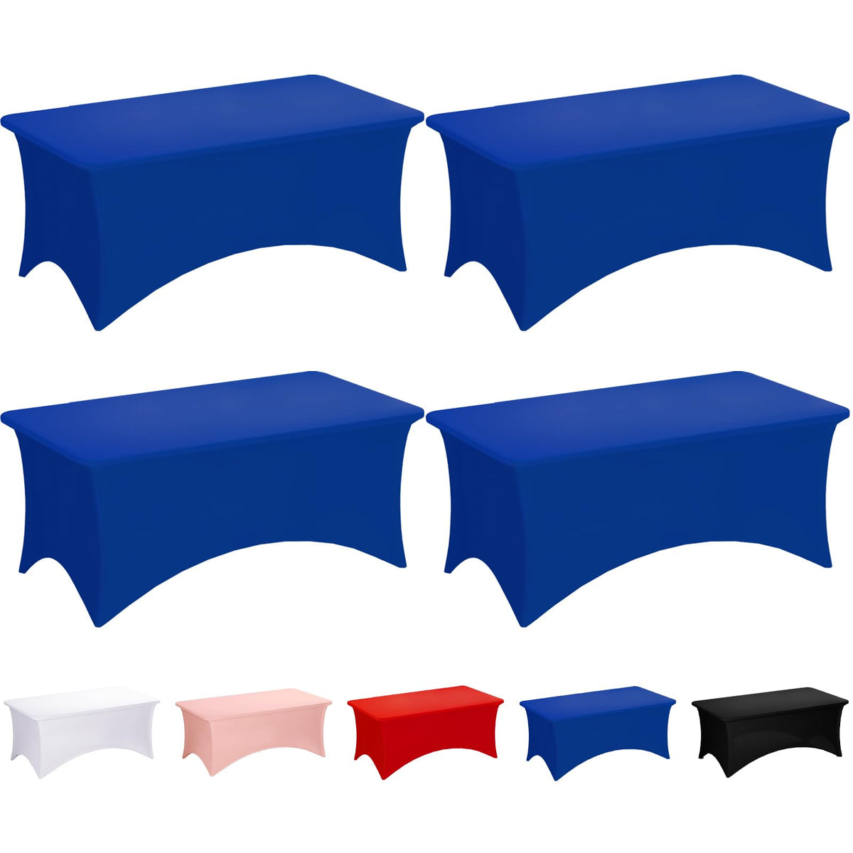 Fixwal 2 Pack 6FT Black Tablecloth Rectangle Spandex Fitted Table Cover