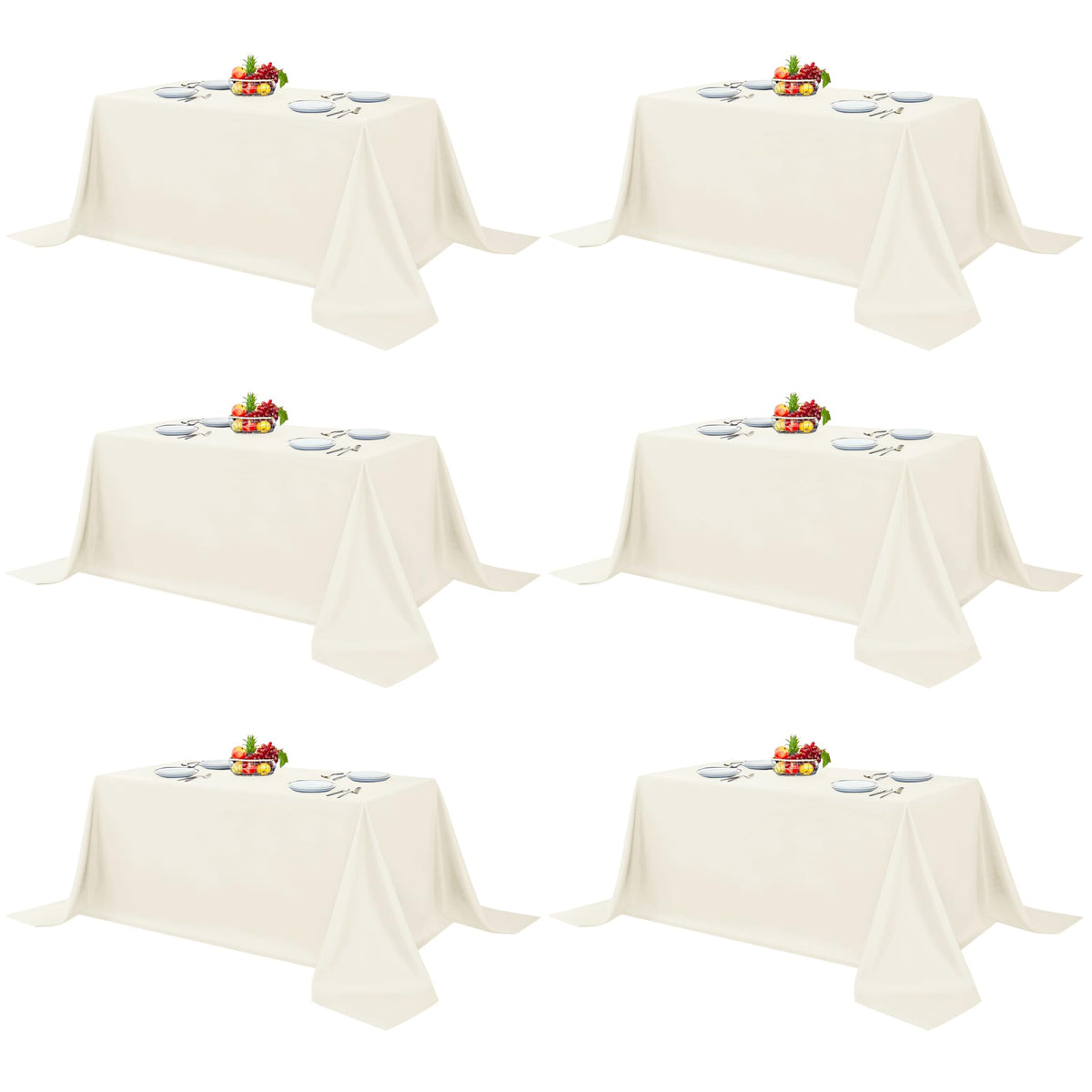 Fitable 6 Pack White Table Cloths 70x120 Inch for 6-8 Ft Rectangle Tables