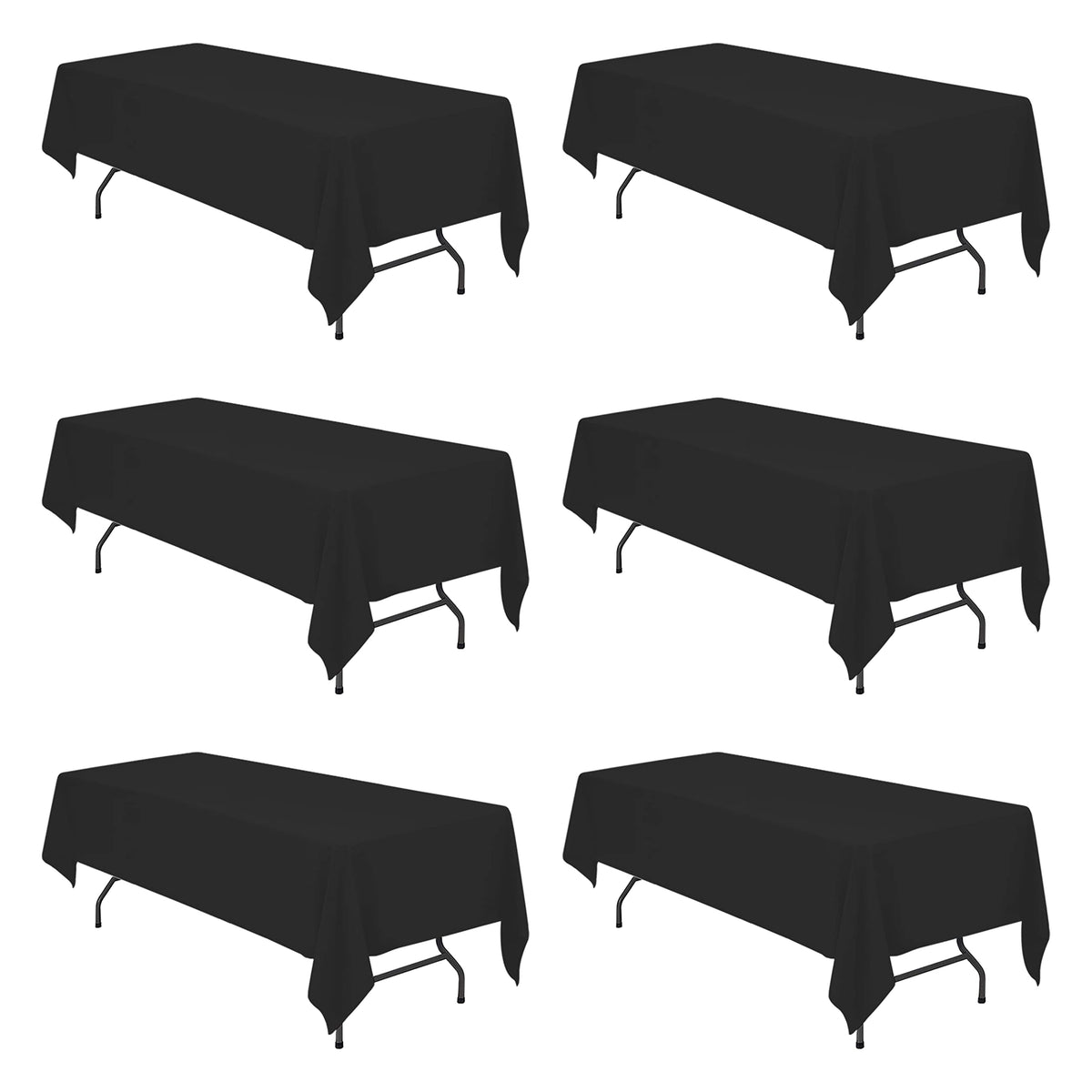 BRILLMAX 6 Pack Ivory Tablecloths 90x132 Inch for 6ft Rectangle Tables