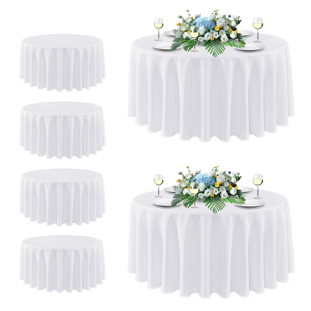 sancua 2 Pack White Table Cloth 60x102 Inch for 6 Feet Rectangle Tables