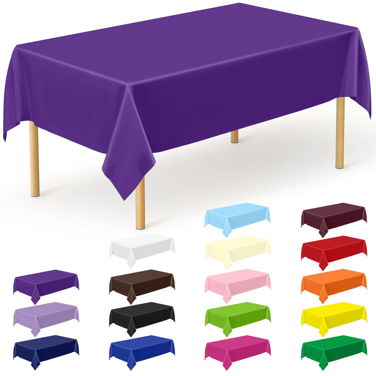 QZYL 4 Packs White Plastic Tablecloth, Large Sturdy Disposable Table Cloth