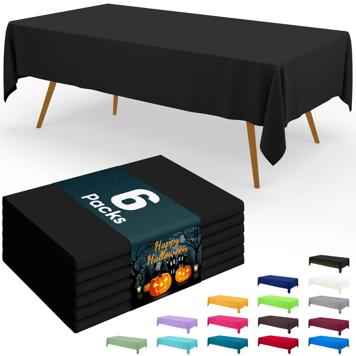 Smiry Disposable Table Cloth - 6 Pack, 54 x 108 Inch Waterproof Rectangle Tablecloths for Parties, Decorative Plastic Table Cover, Leakproof & Sturdy, White