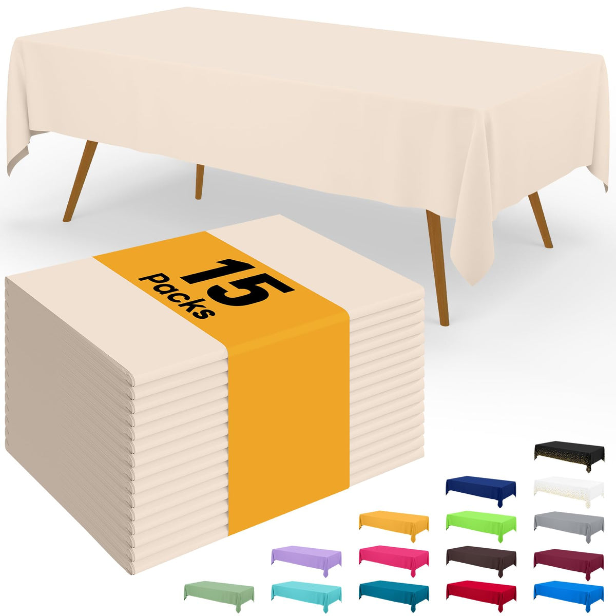 Smiry Disposable Table Cloth - 6 Pack, 54 x 108 Inch Waterproof Rectangle Tablecloths for Parties, Decorative Plastic Table Cover, Leakproof & Sturdy, White