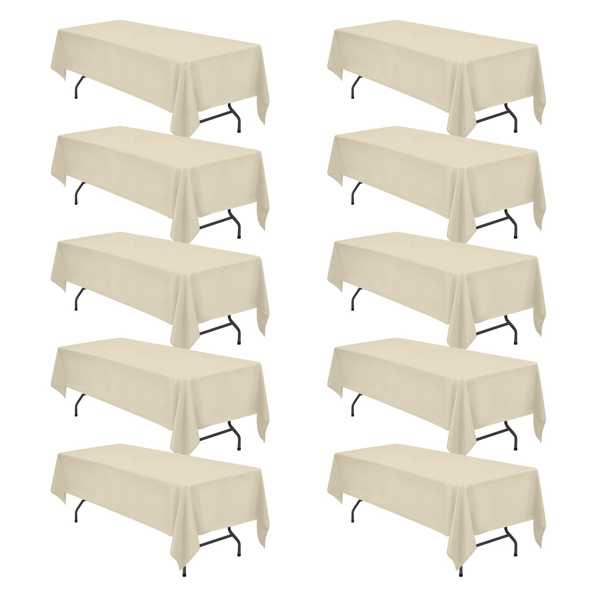 BRILLMAX 6 Pack Ivory Tablecloths 90x132 Inch for 6ft Rectangle Tables