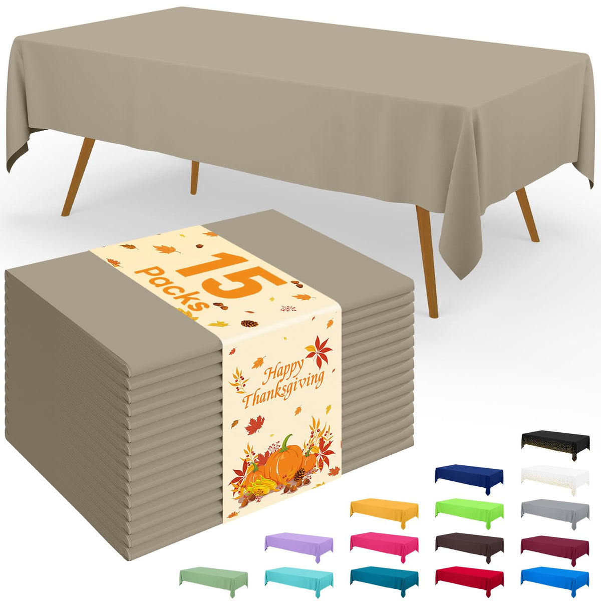 Smiry Disposable Table Cloth - 6 Pack, 54 x 108 Inch Waterproof Rectangle Tablecloths for Parties, Decorative Plastic Table Cover, Leakproof & Sturdy, White