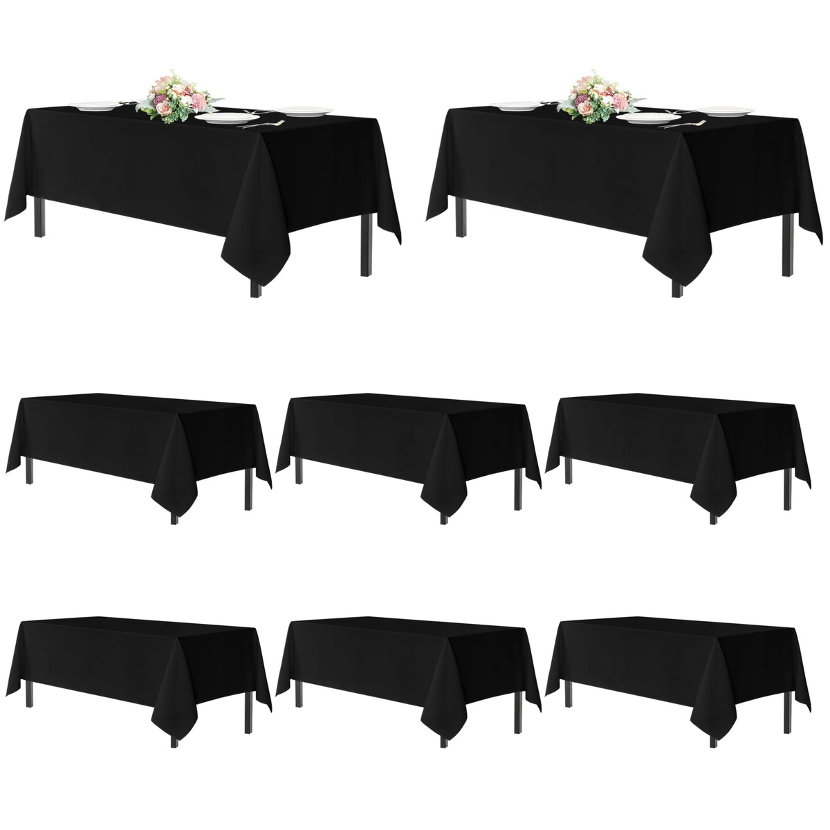 sancua 2 Pack White Table Cloth 60x102 Inch for 6 Feet Rectangle Tables