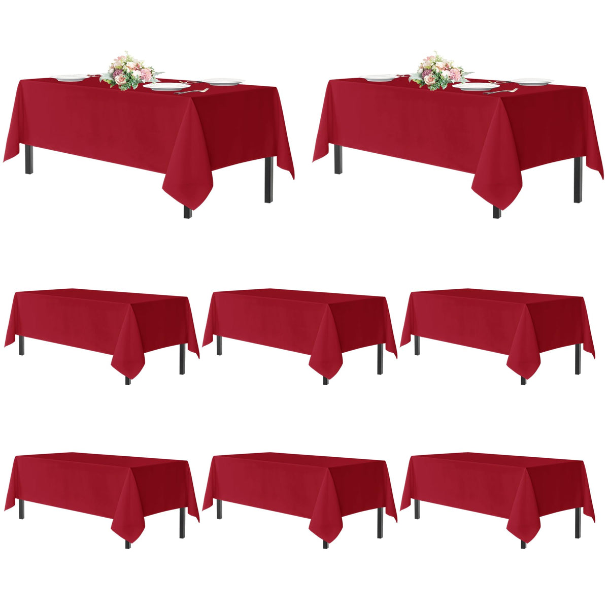 sancua 2 Pack White Table Cloth 60x102 Inch for 6 Feet Rectangle Tables