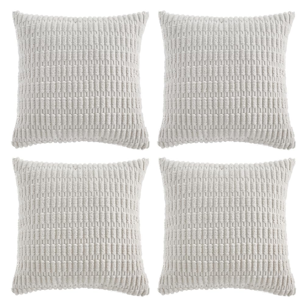 Fancy Homi 4 Packs Decorative Throw Pillow Covers for Living Room Couch Bed, Modern Farmhouse Boho Home Décor Accent Cushion Case, 18" x 18", Neutral