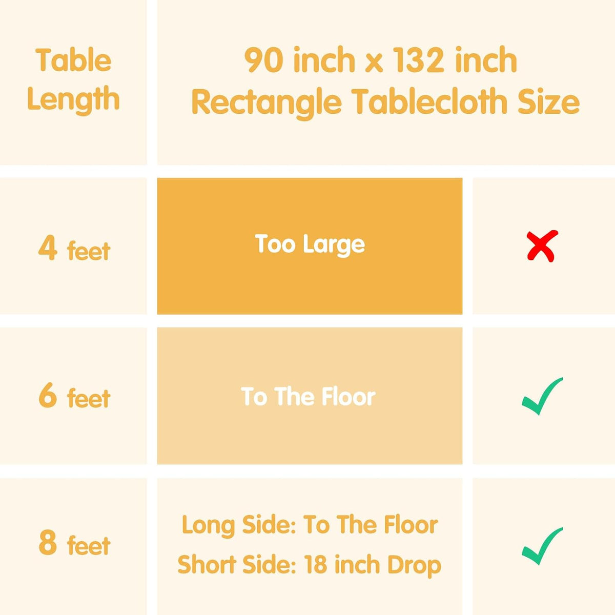 BRILLMAX 6 Pack Ivory Tablecloths 90x132 Inch for 6ft Rectangle Tables