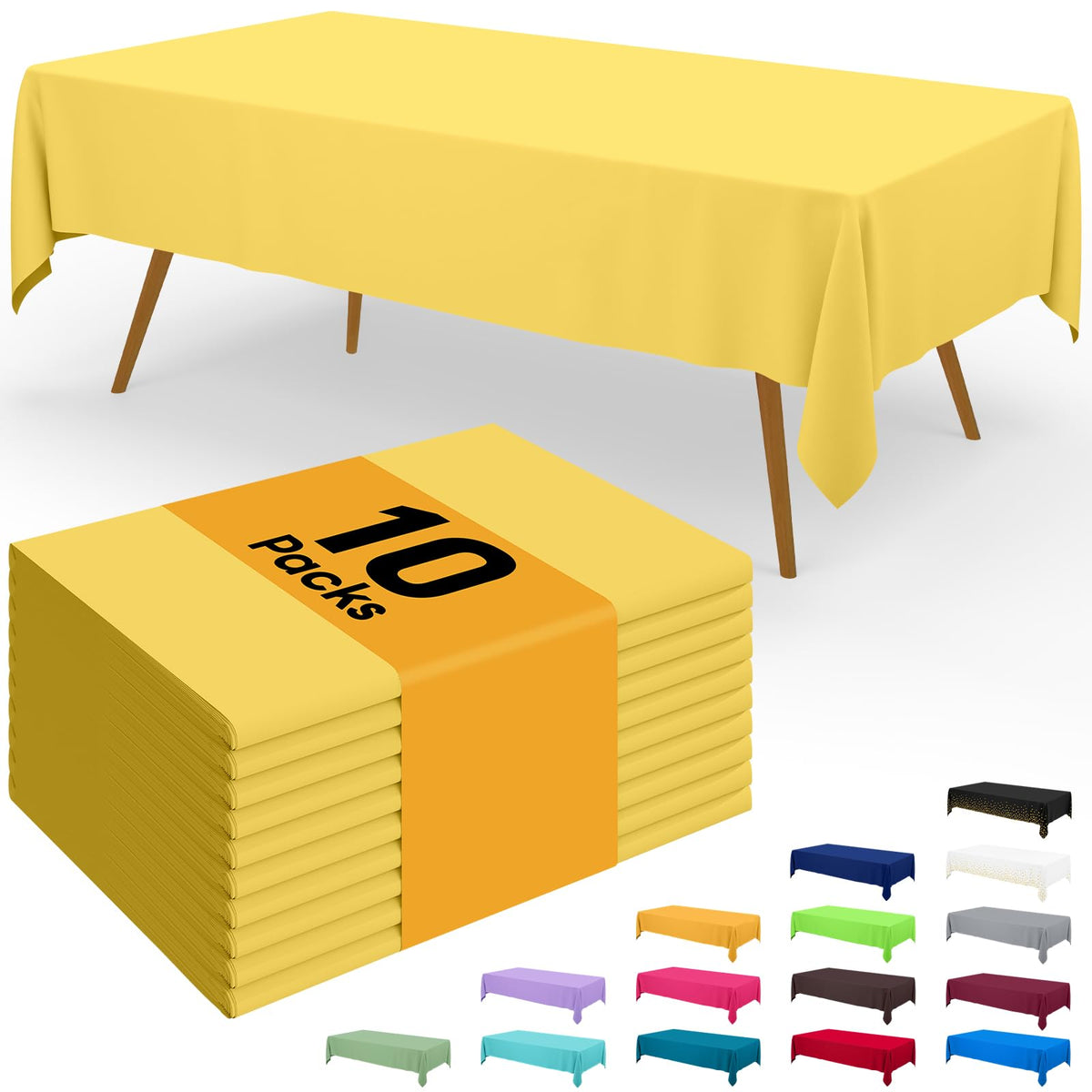 Smiry Disposable Table Cloth - 6 Pack, 54 x 108 Inch Waterproof Rectangle Tablecloths for Parties, Decorative Plastic Table Cover, Leakproof & Sturdy, White