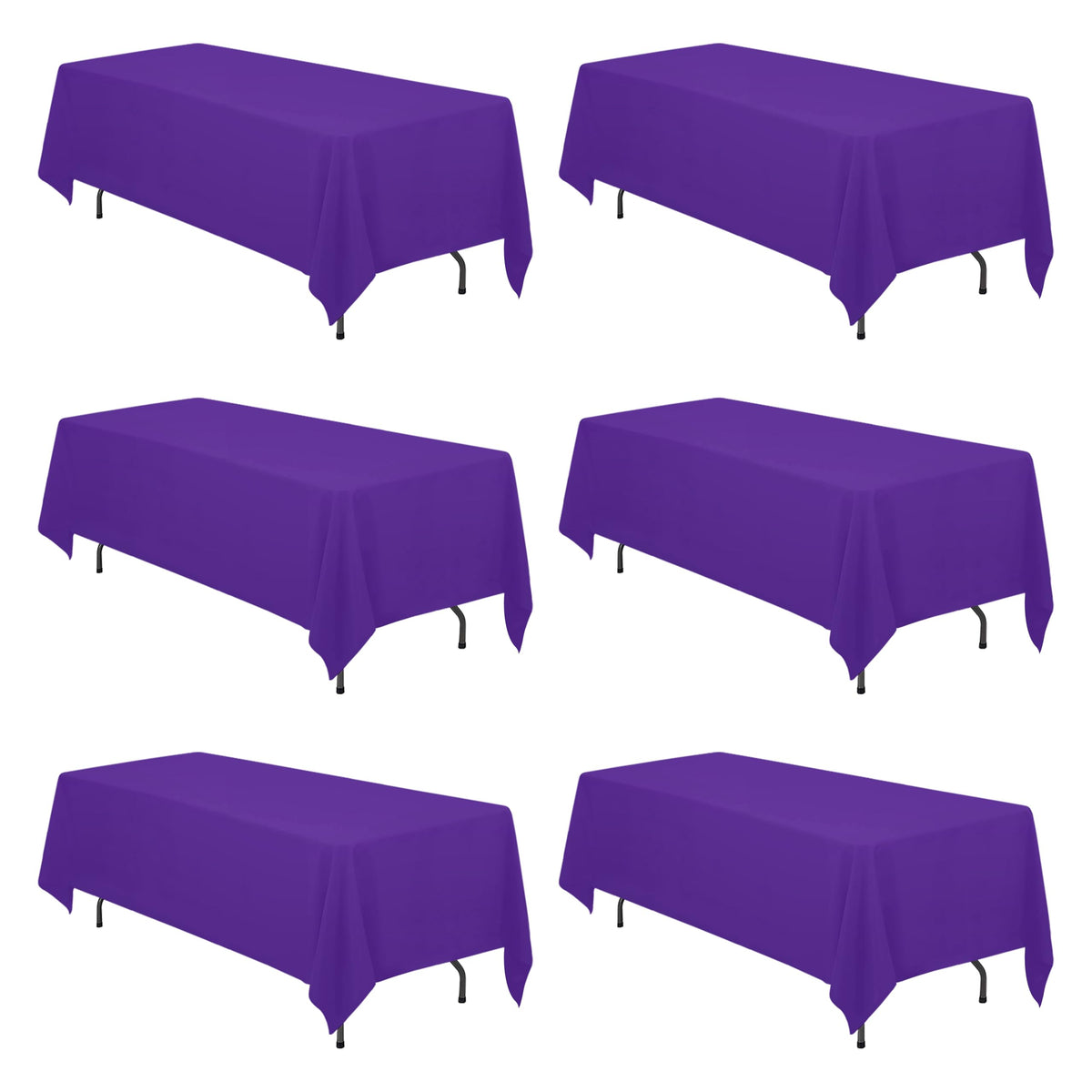 BRILLMAX 6 Pack Ivory Tablecloths 90x132 Inch for 6ft Rectangle Tables