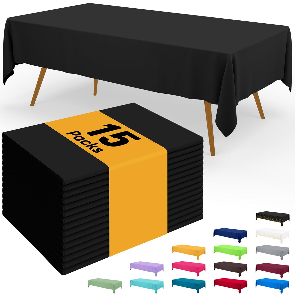 Smiry Disposable Table Cloth - 6 Pack, 54 x 108 Inch Waterproof Rectangle Tablecloths for Parties, Decorative Plastic Table Cover, Leakproof & Sturdy, White