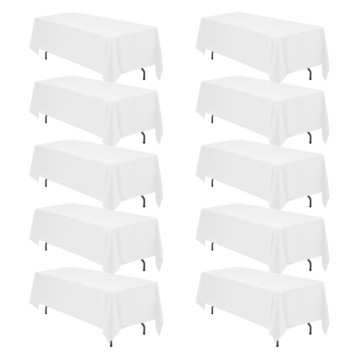 BRILLMAX 6 Pack Ivory Tablecloths 90x132 Inch for 6ft Rectangle Tables