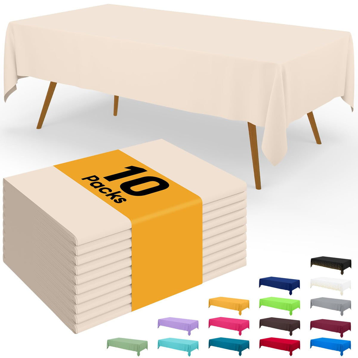 Smiry Disposable Table Cloth - 6 Pack, 54 x 108 Inch Waterproof Rectangle Tablecloths for Parties, Decorative Plastic Table Cover, Leakproof & Sturdy, White