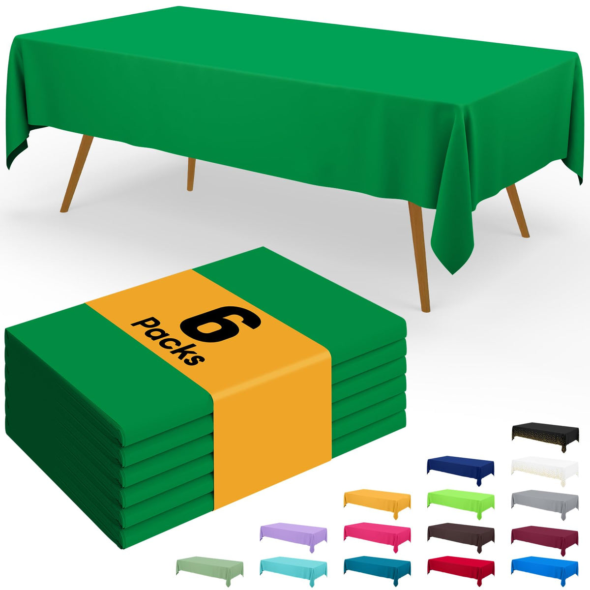 Smiry Disposable Table Cloth - 6 Pack, 54 x 108 Inch Waterproof Rectangle Tablecloths for Parties, Decorative Plastic Table Cover, Leakproof & Sturdy, White
