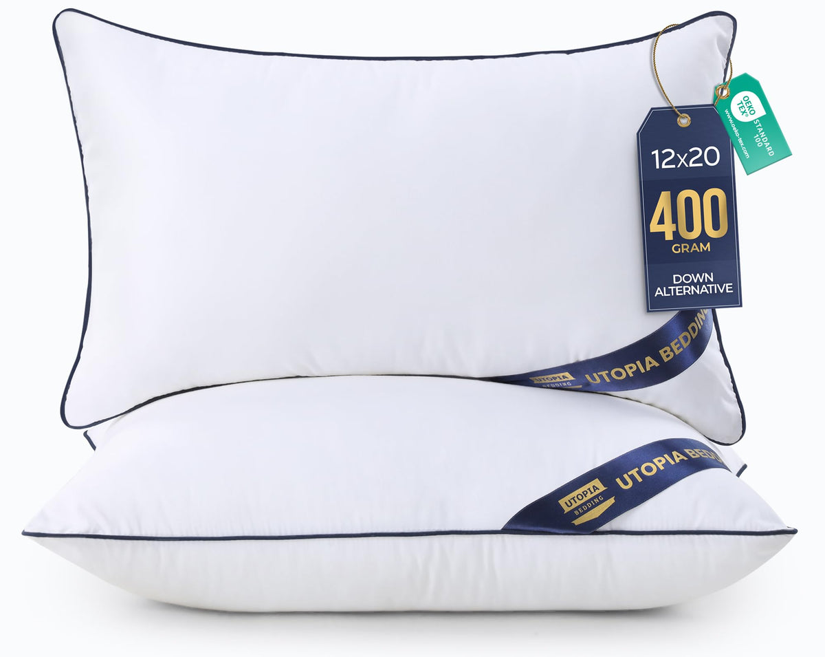 Premium Piping Throw Pillows 18x18, Decorative Pillow Inserts, 2-Pack