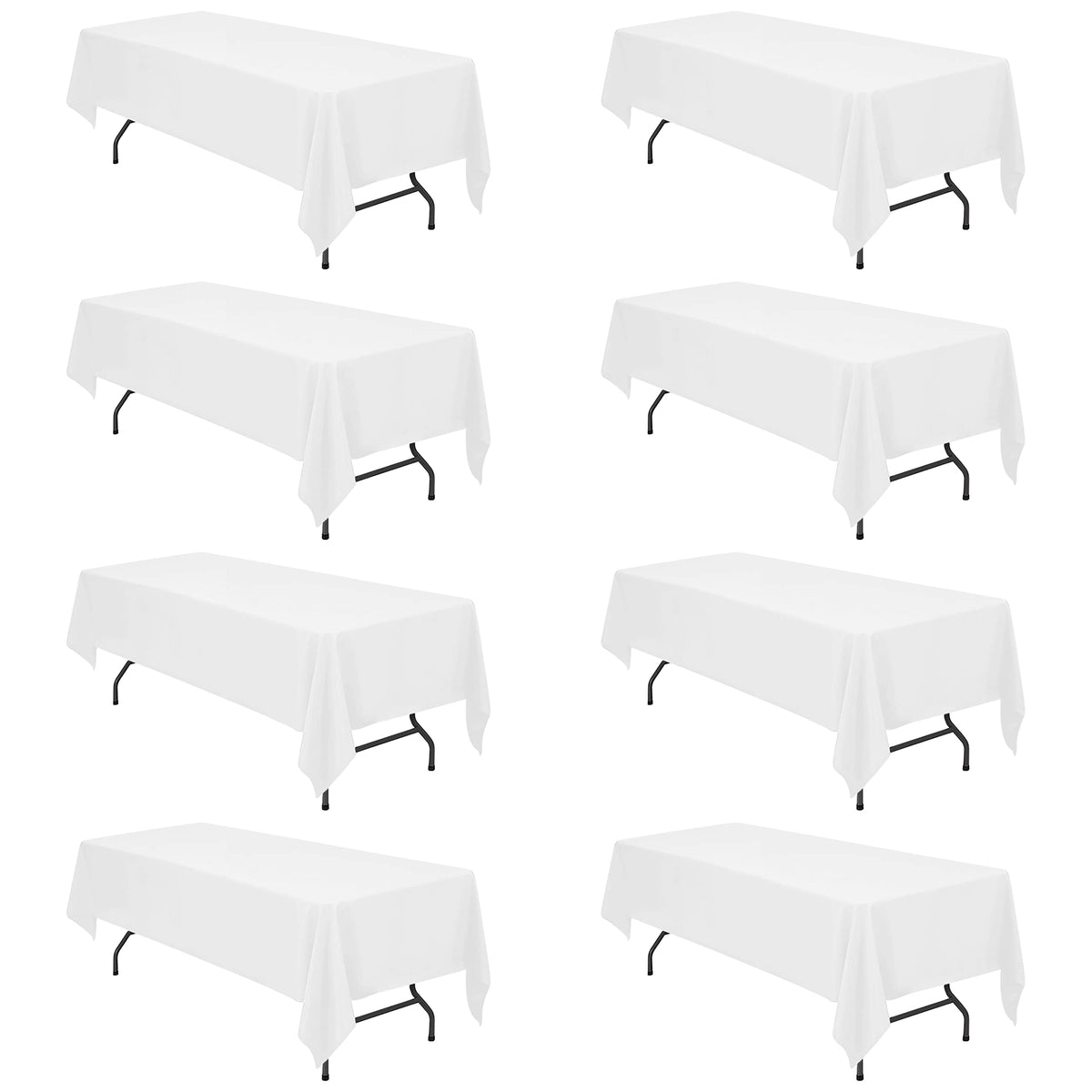 BRILLMAX 6 Pack Ivory Tablecloths 90x132 Inch for 6ft Rectangle Tables