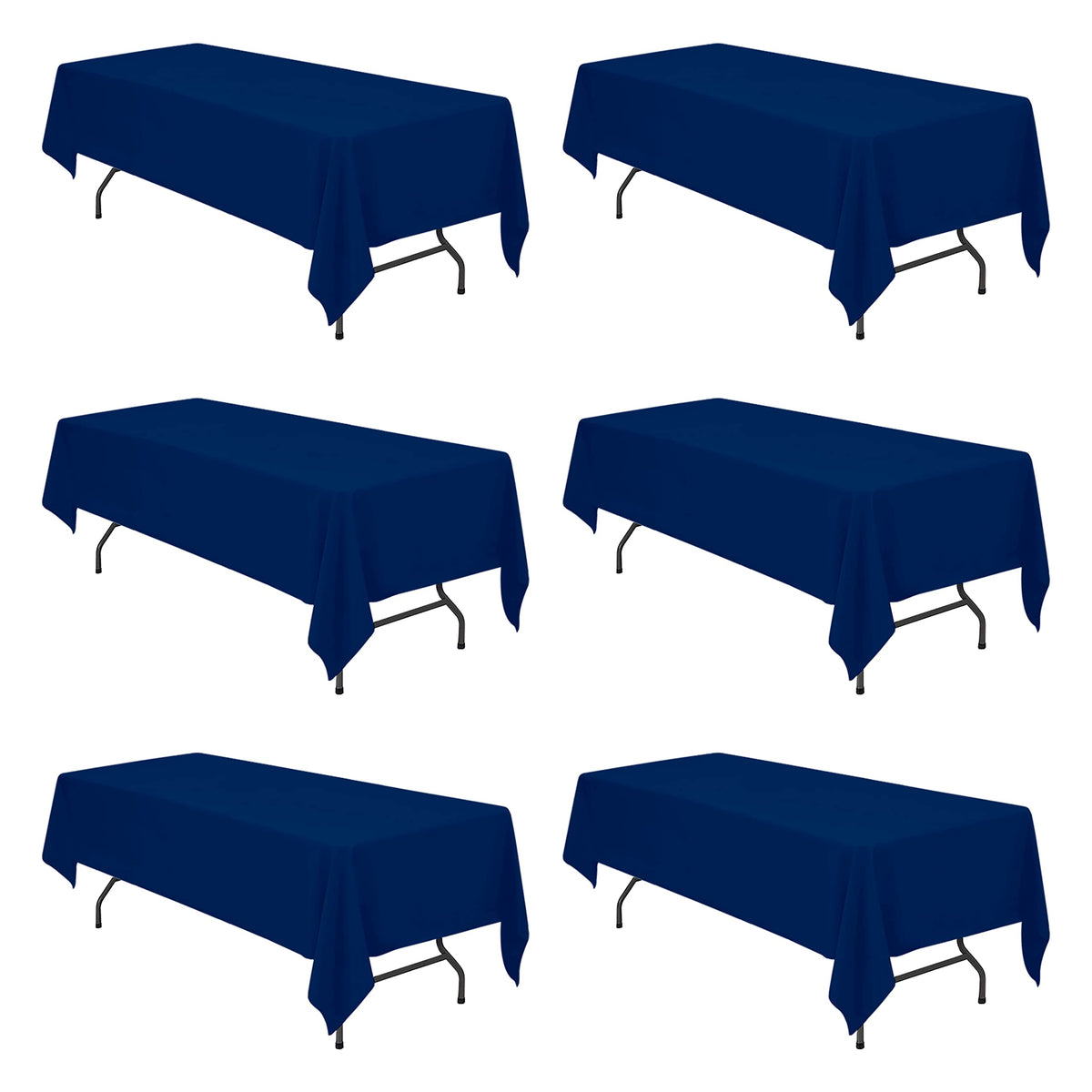 BRILLMAX 6 Pack Ivory Tablecloths 90x132 Inch for 6ft Rectangle Tables