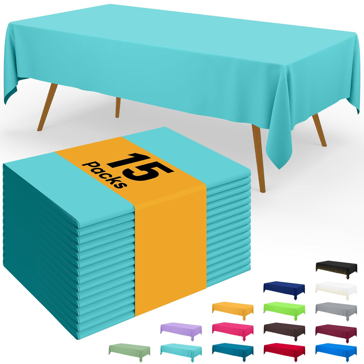 Smiry Disposable Table Cloth - 6 Pack, 54 x 108 Inch Waterproof Rectangle Tablecloths for Parties, Decorative Plastic Table Cover, Leakproof & Sturdy, White