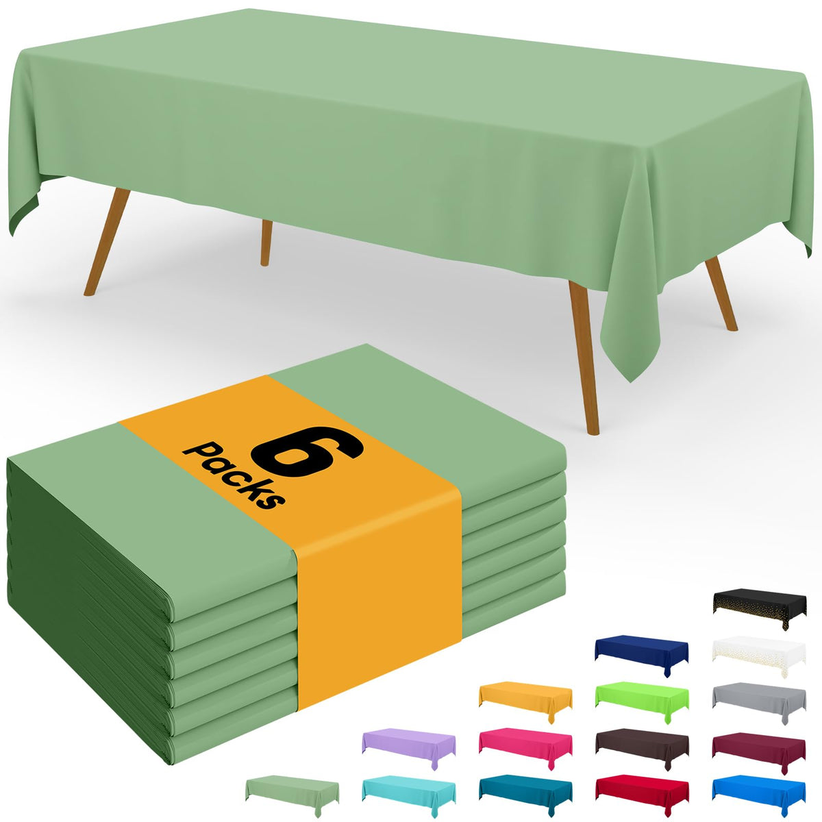 Smiry Disposable Table Cloth - 6 Pack, 54 x 108 Inch Waterproof Rectangle Tablecloths for Parties, Decorative Plastic Table Cover, Leakproof & Sturdy, White