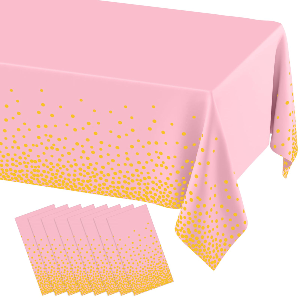 misaya 8 Packs Disposable Plastic Table Cloth, Gold Dots in Black