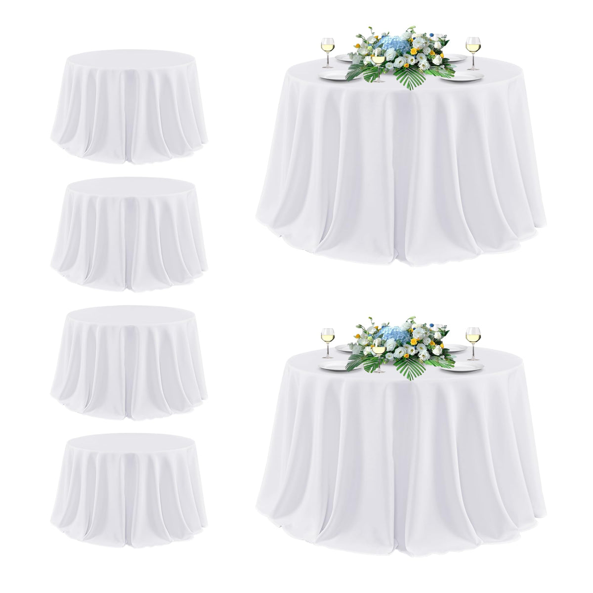 sancua 2 Pack White Table Cloth 60x102 Inch for 6 Feet Rectangle Tables