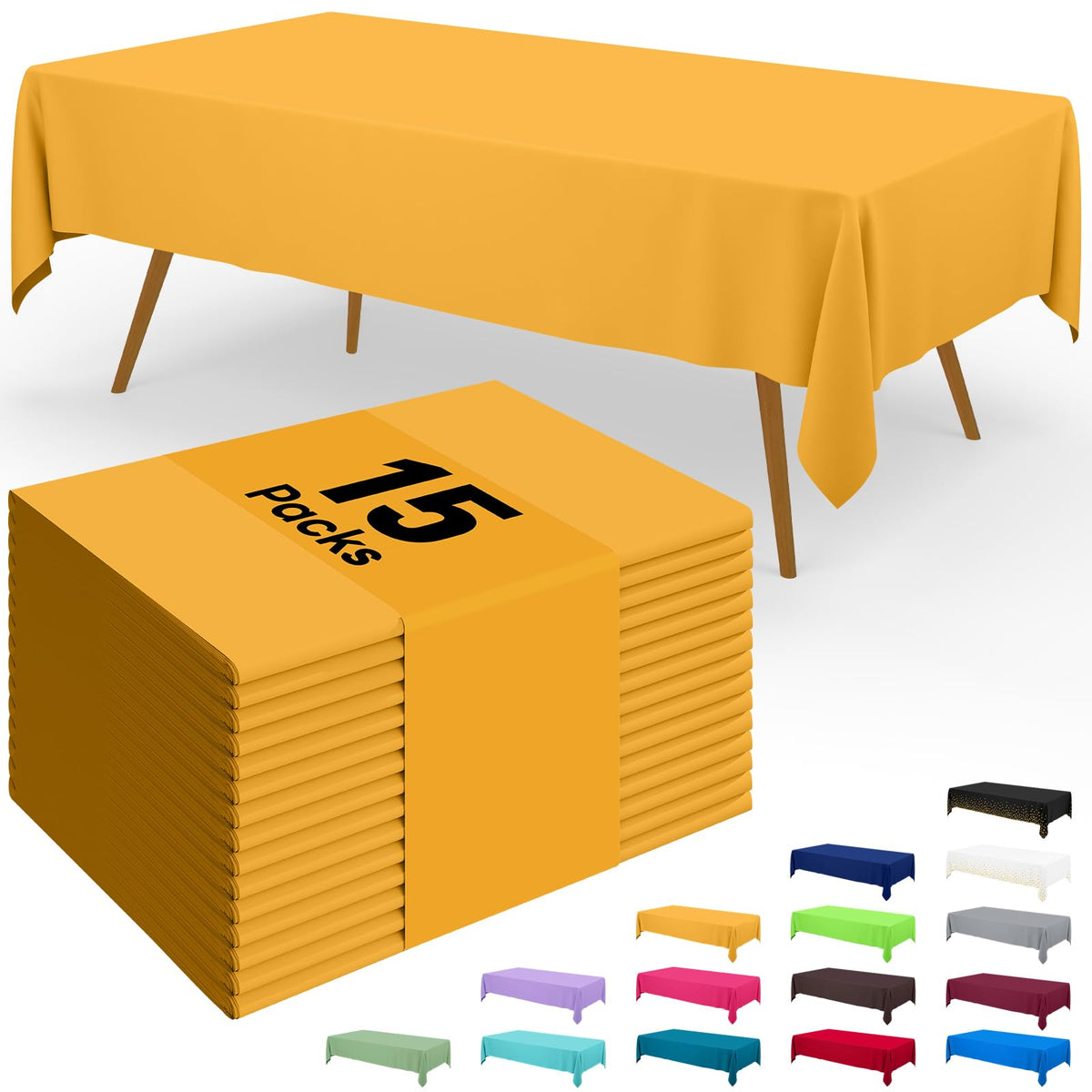 Smiry Disposable Table Cloth - 6 Pack, 54 x 108 Inch Waterproof Rectangle Tablecloths for Parties, Decorative Plastic Table Cover, Leakproof & Sturdy, White