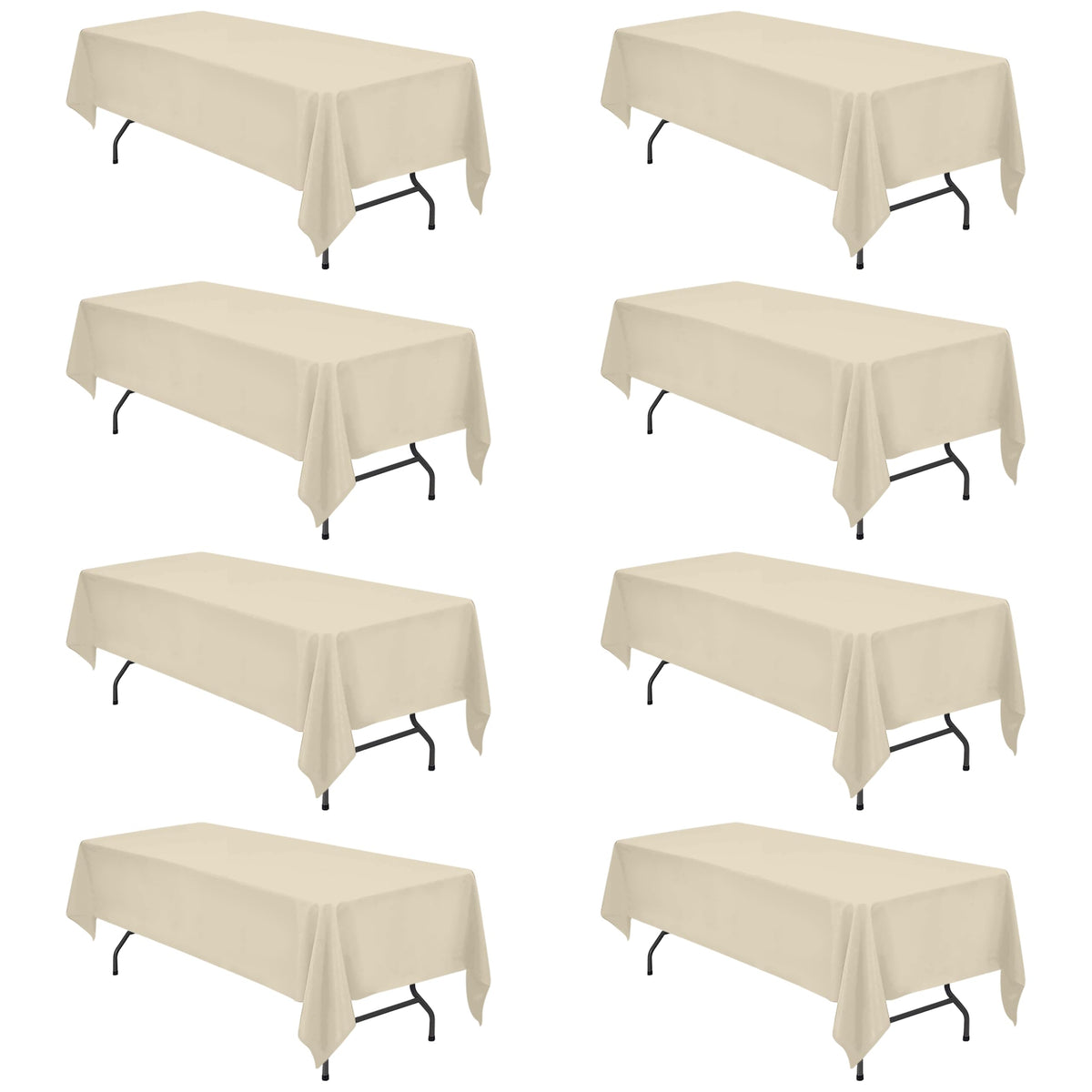 BRILLMAX 6 Pack Ivory Tablecloths 90x132 Inch for 6ft Rectangle Tables