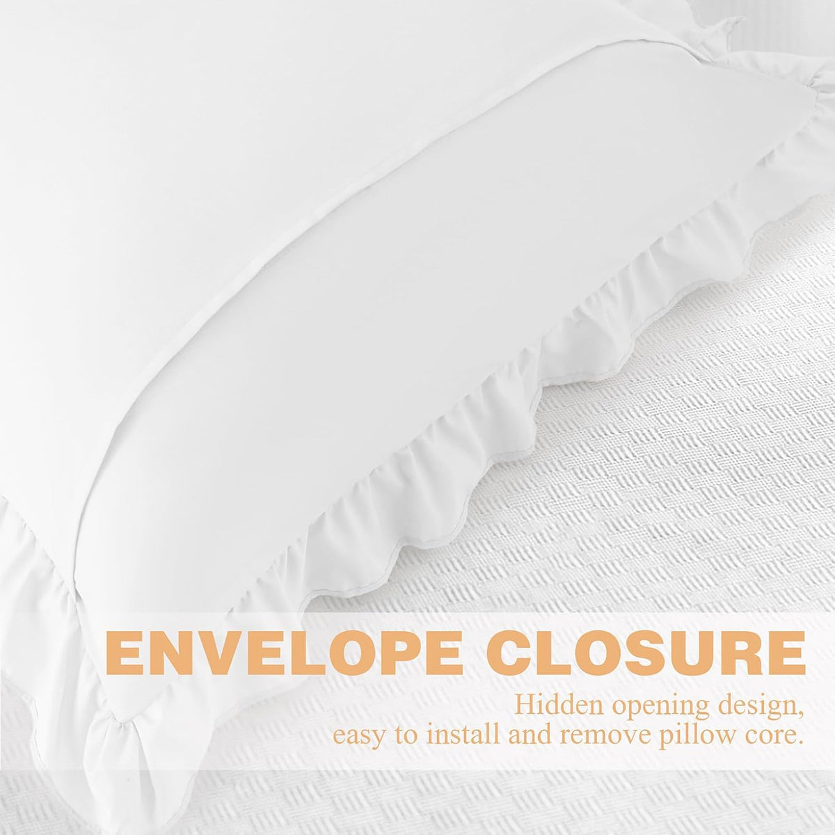 KKJIAF 2 Pack Ruffle Pillow Cases 18x18 Inches, White