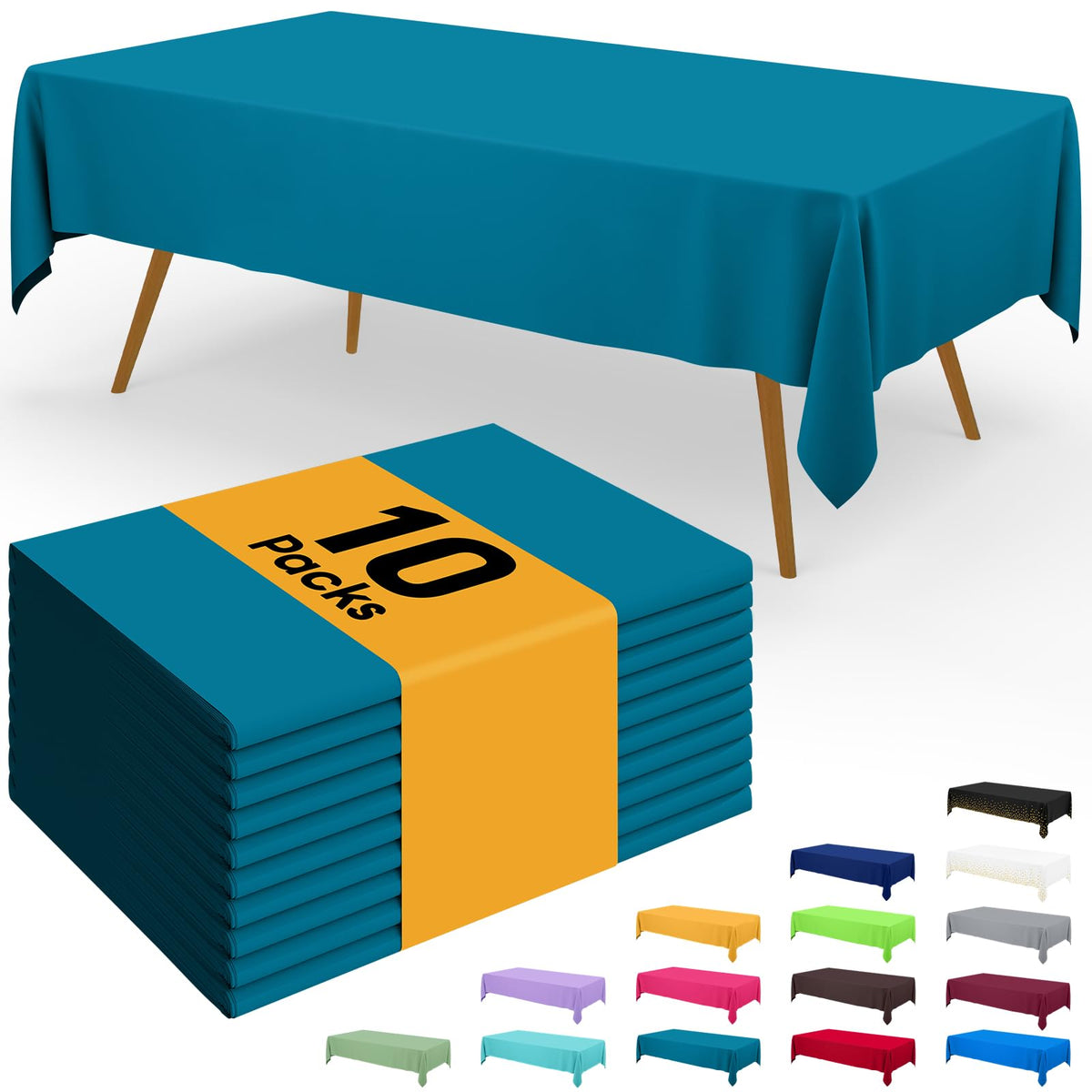 Smiry Disposable Table Cloth - 6 Pack, 54 x 108 Inch Waterproof Rectangle Tablecloths for Parties, Decorative Plastic Table Cover, Leakproof & Sturdy, White