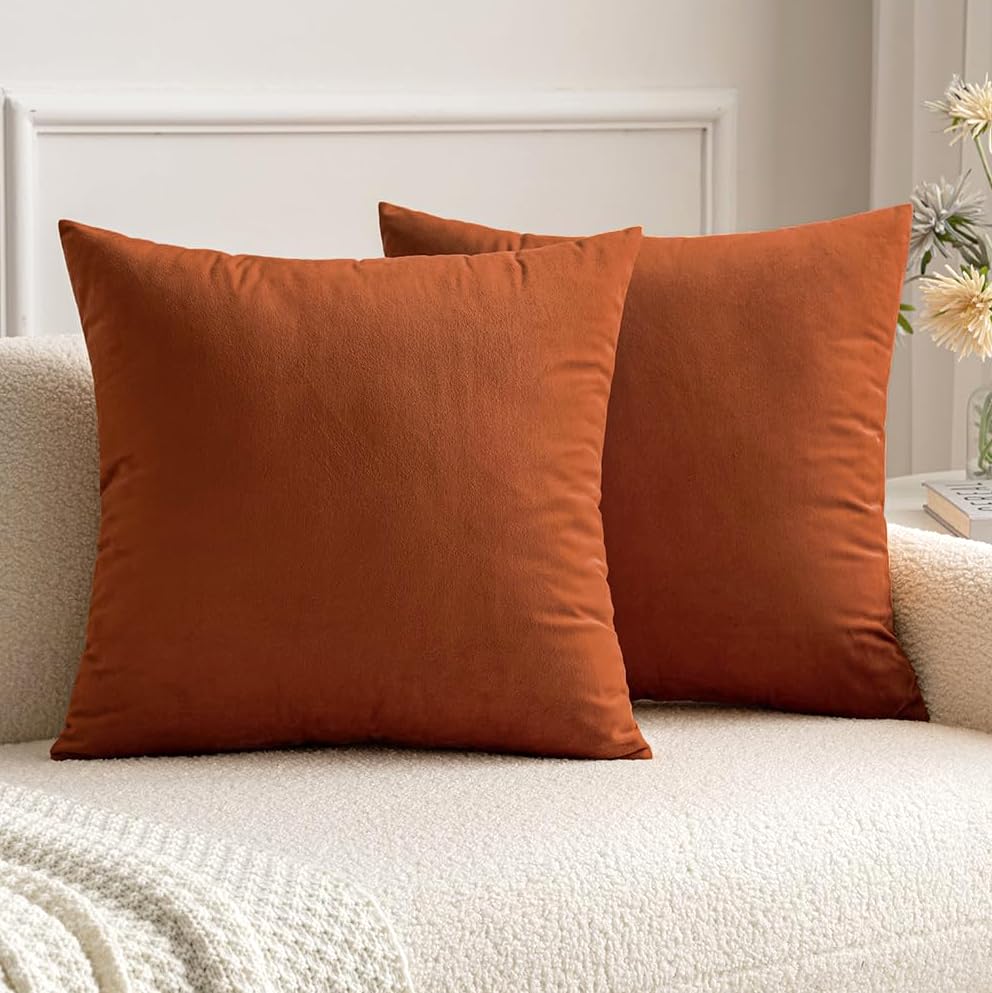 MIULEE Velvet Throw Pillow Covers 18x18 Inch Pack of 2 Dark Blue