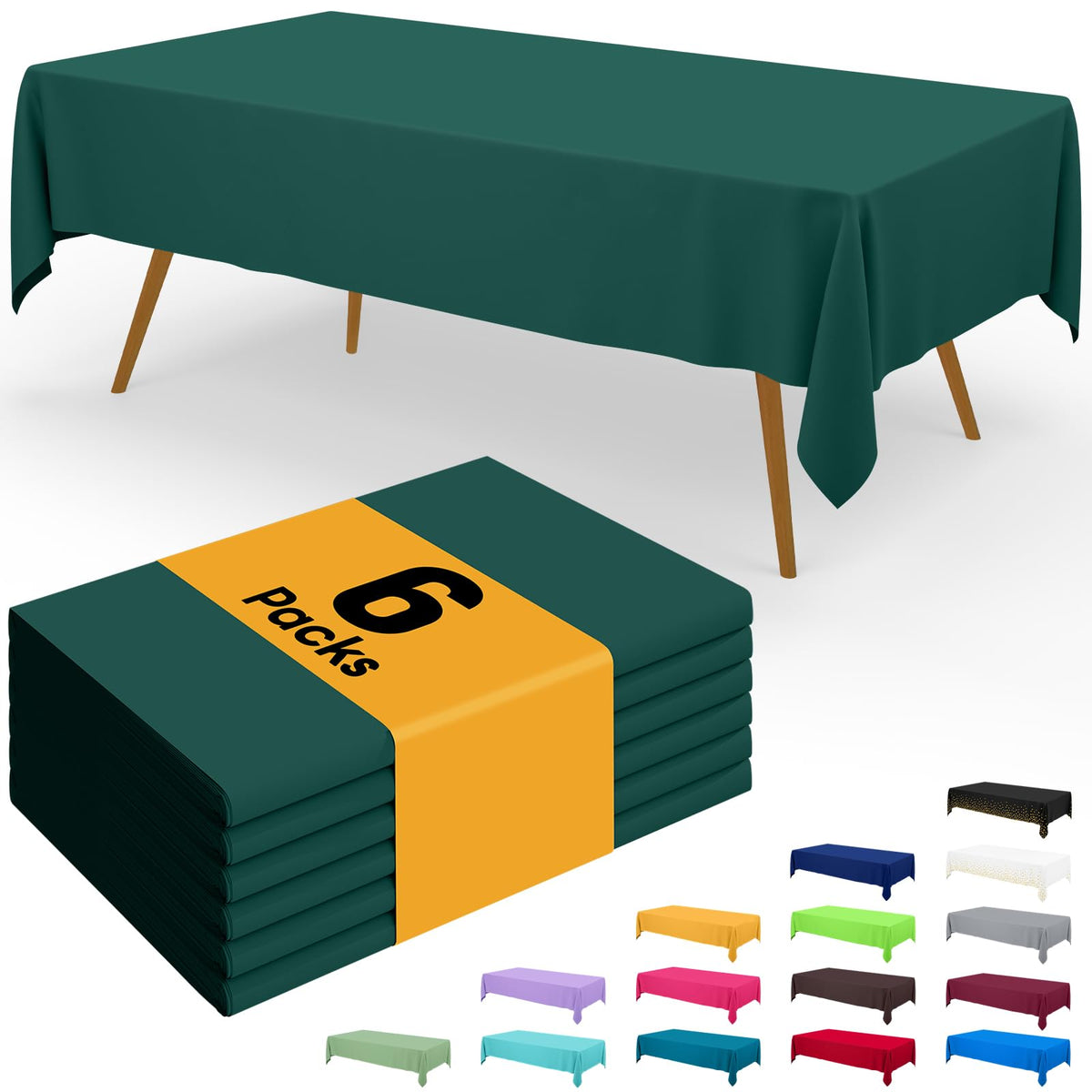 Smiry Disposable Table Cloth - 6 Pack, 54 x 108 Inch Waterproof Rectangle Tablecloths for Parties, Decorative Plastic Table Cover, Leakproof & Sturdy, White
