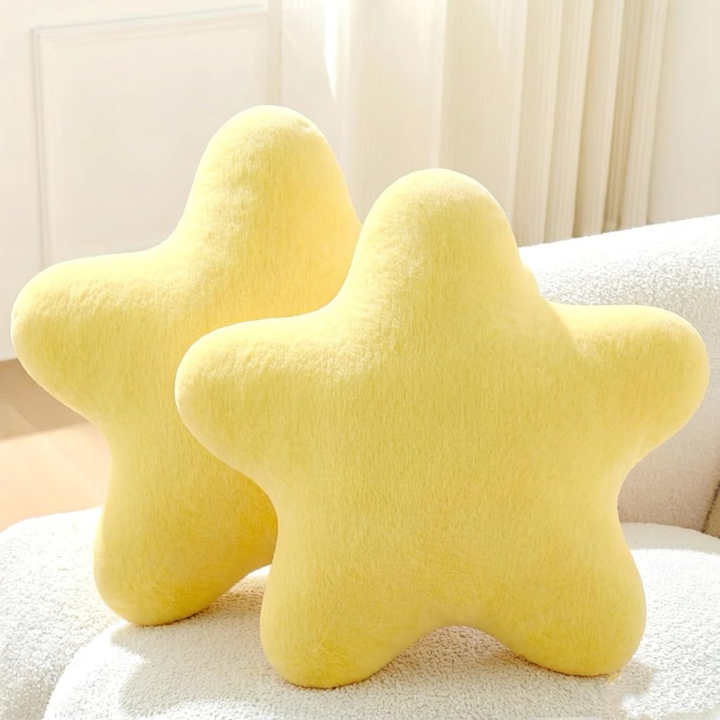Set of 2 Star Pillow Room Decor Home Decor Throw Pillows,White 15"