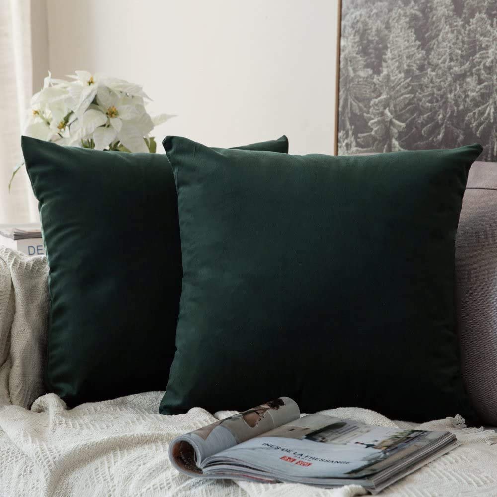 MIULEE Velvet Throw Pillow Covers 18x18 Inch Pack of 2 Dark Blue