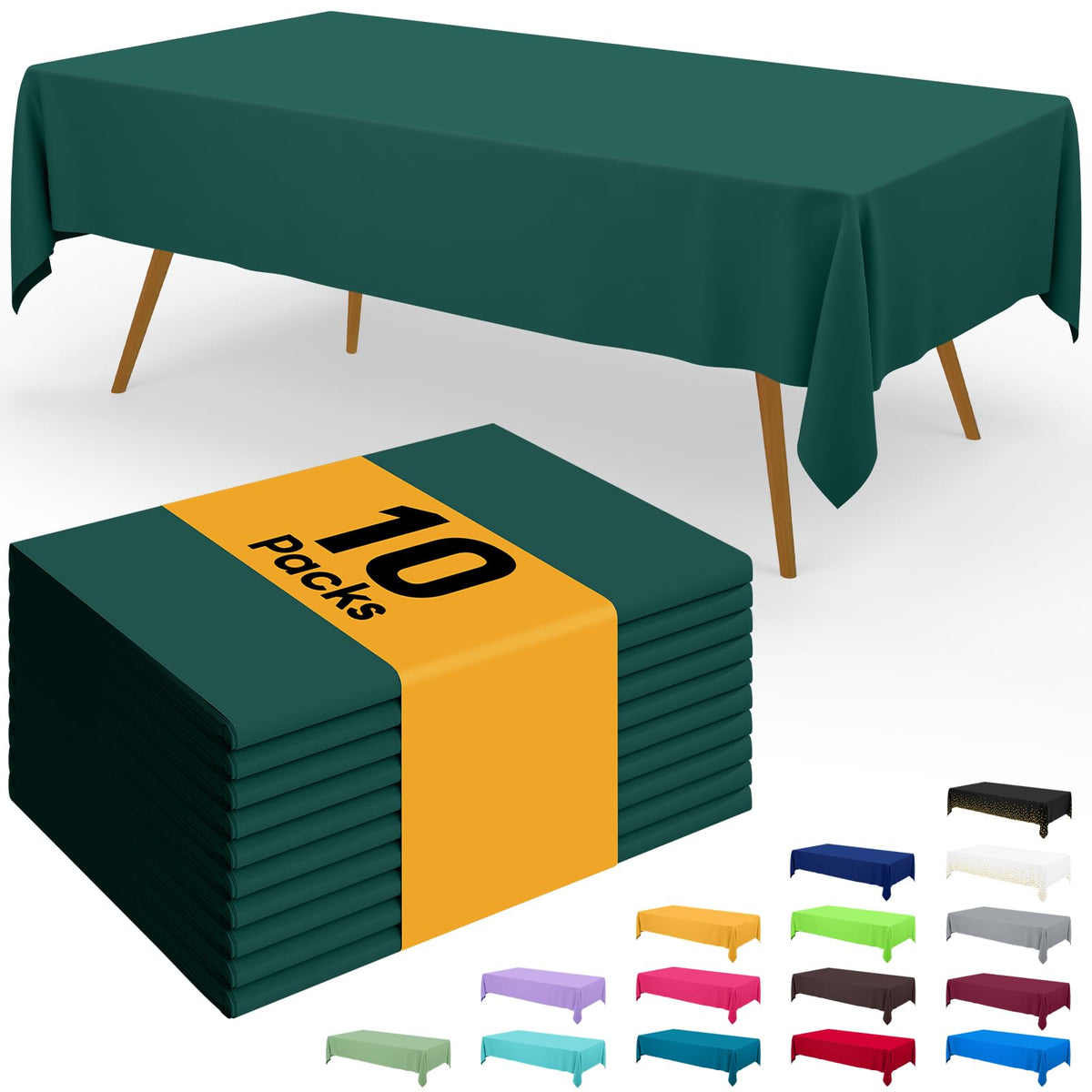 Smiry Disposable Table Cloth - 6 Pack, 54 x 108 Inch Waterproof Rectangle Tablecloths for Parties, Decorative Plastic Table Cover, Leakproof & Sturdy, White