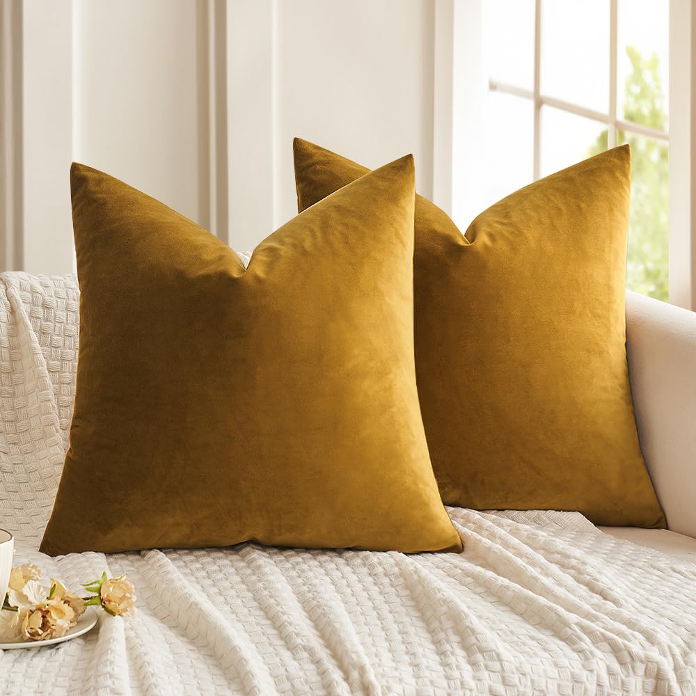 MIULEE Velvet Throw Pillow Covers 18x18 Inch Pack of 2 Dark Blue