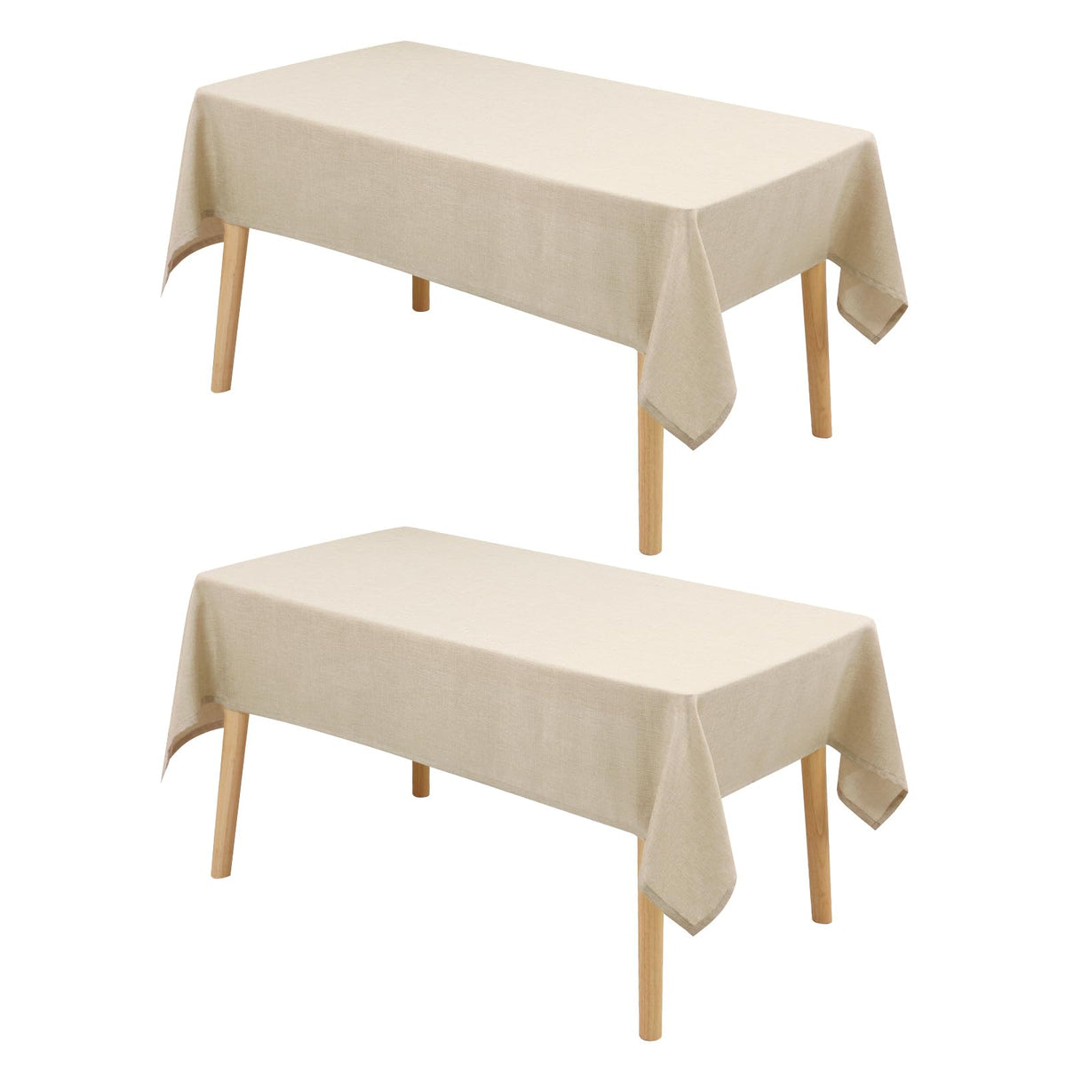 Hiasan Beige Faux Linen Rectangle Tablecloth 54 x 80 Inch for Dining Room