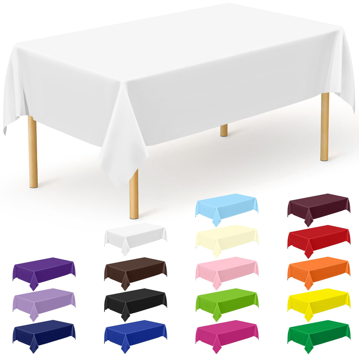 QZYL 4 Packs White Plastic Tablecloth, Large Sturdy Disposable Table Cloth