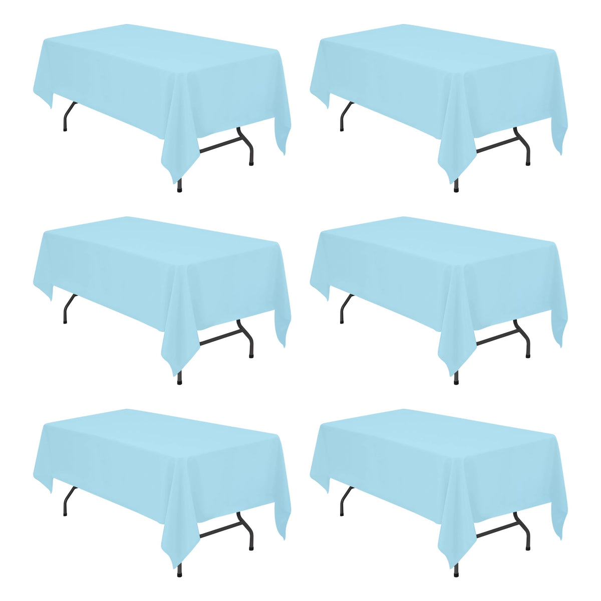 BRILLMAX 6 Pack Ivory Tablecloths 90x132 Inch for 6ft Rectangle Tables