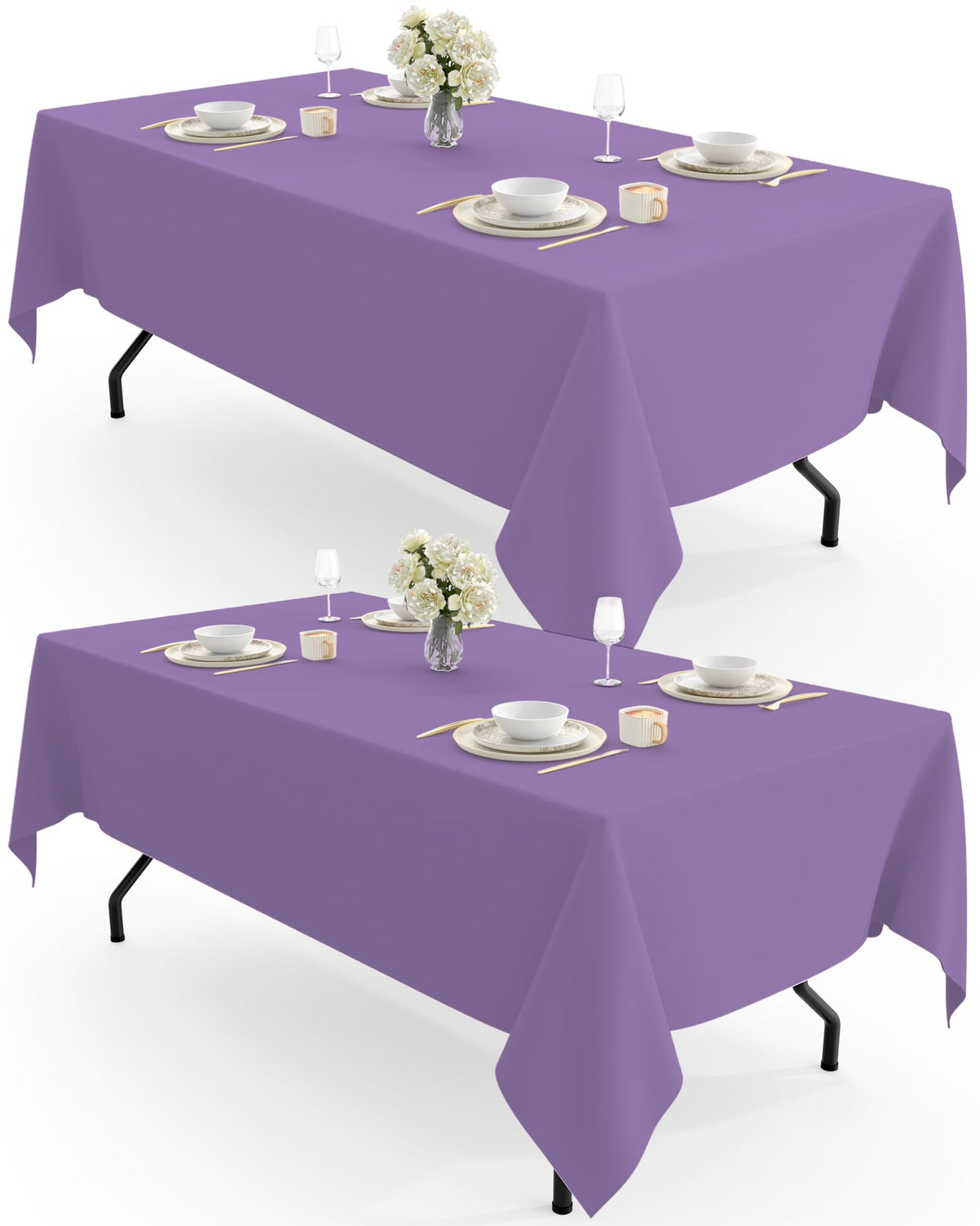Pureegg Polyester Tablecloth 60" x 102" Reusable Washable 2 Pack White