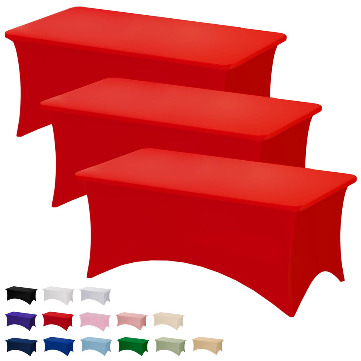 Fixwal 2 Pack 6FT Black Tablecloth Rectangle Spandex Fitted Table Cover