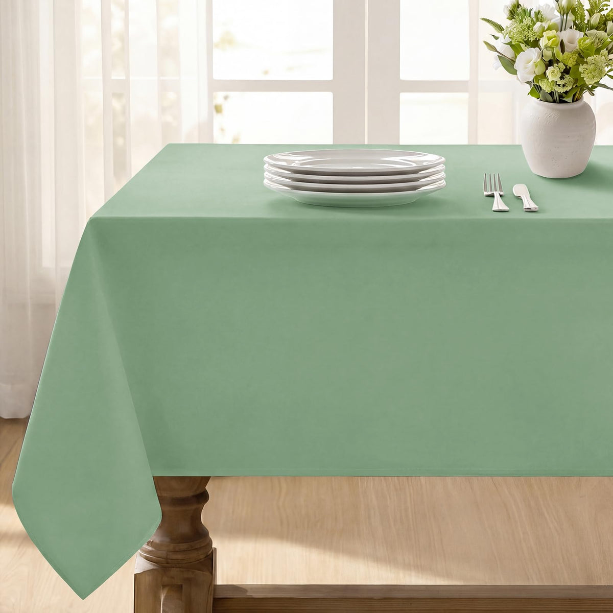 Softalker Rectangle Tablecloth, Waterproof Table Cloths Wrinkle Free Fabric Washable Polyester Table Cover for Dining Party Outdoor Camping Wedding - 60 x 84 inch, Black