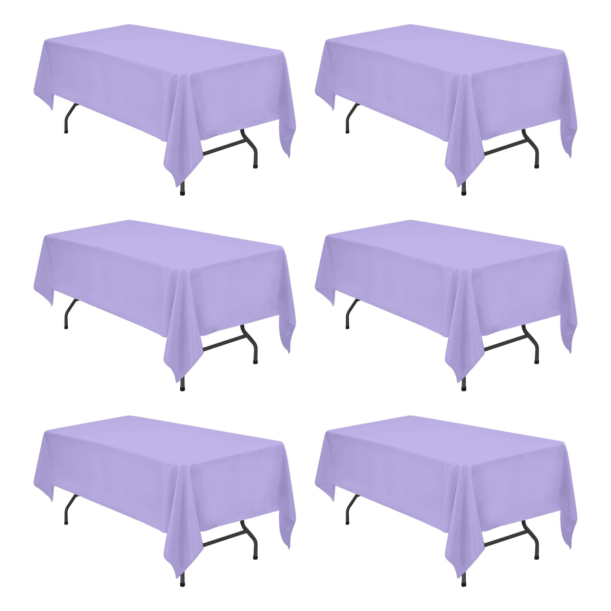 BRILLMAX 6 Pack Ivory Tablecloths 90x132 Inch for 6ft Rectangle Tables