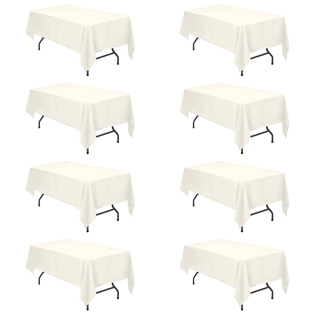 BRILLMAX 6 Pack Ivory Tablecloths 90x132 Inch for 6ft Rectangle Tables
