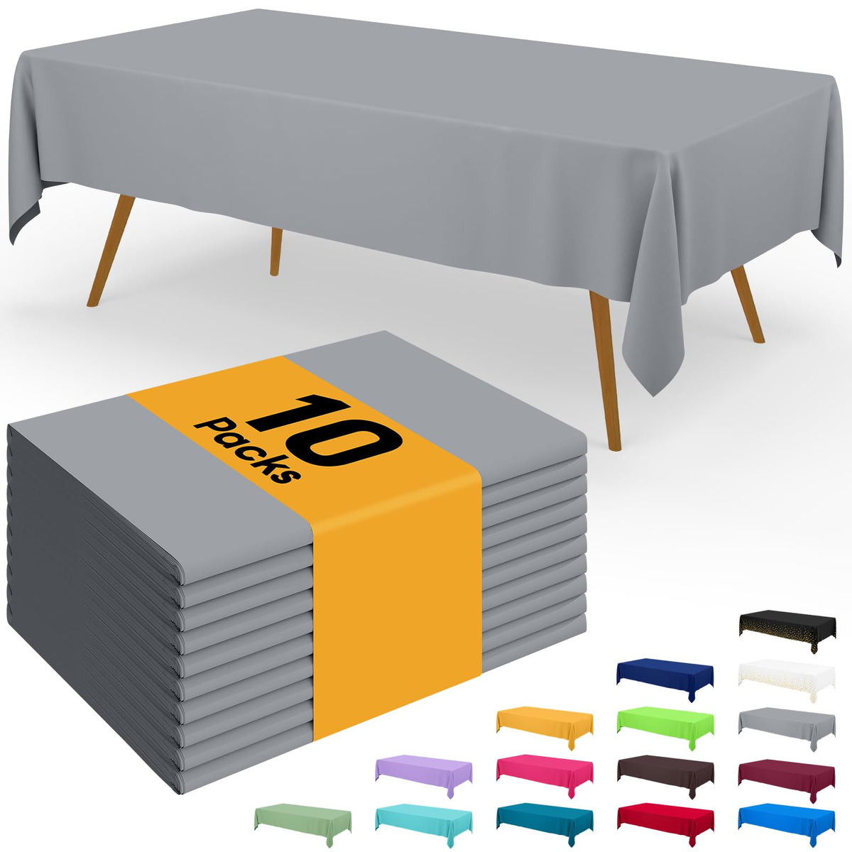 Smiry Disposable Table Cloth - 6 Pack, 54 x 108 Inch Waterproof Rectangle Tablecloths for Parties, Decorative Plastic Table Cover, Leakproof & Sturdy, White