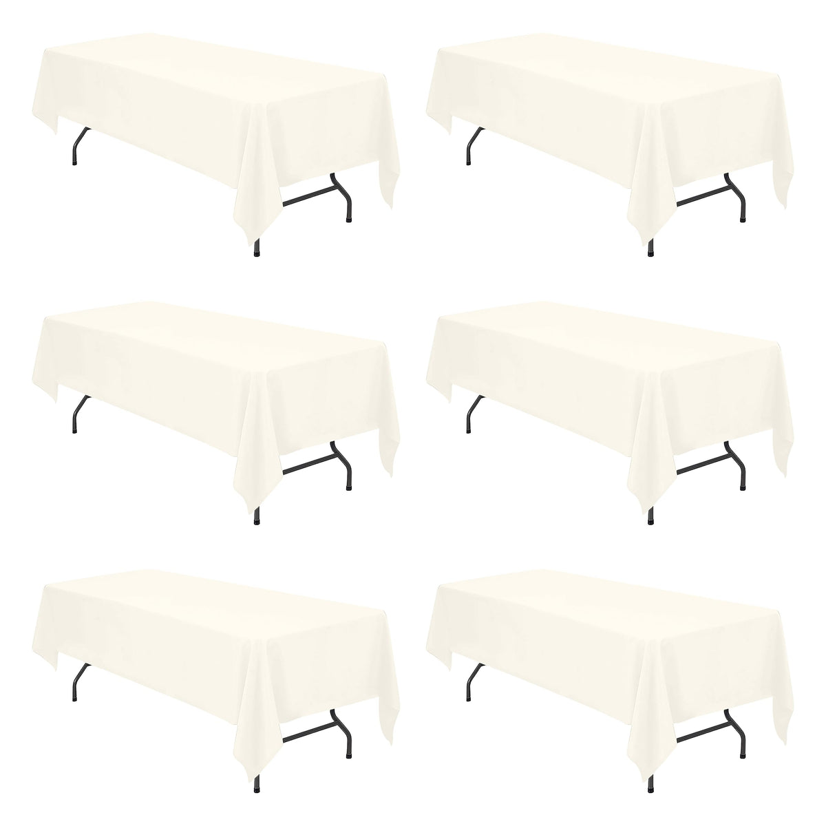 BRILLMAX 6 Pack Ivory Tablecloths 90x132 Inch for 6ft Rectangle Tables